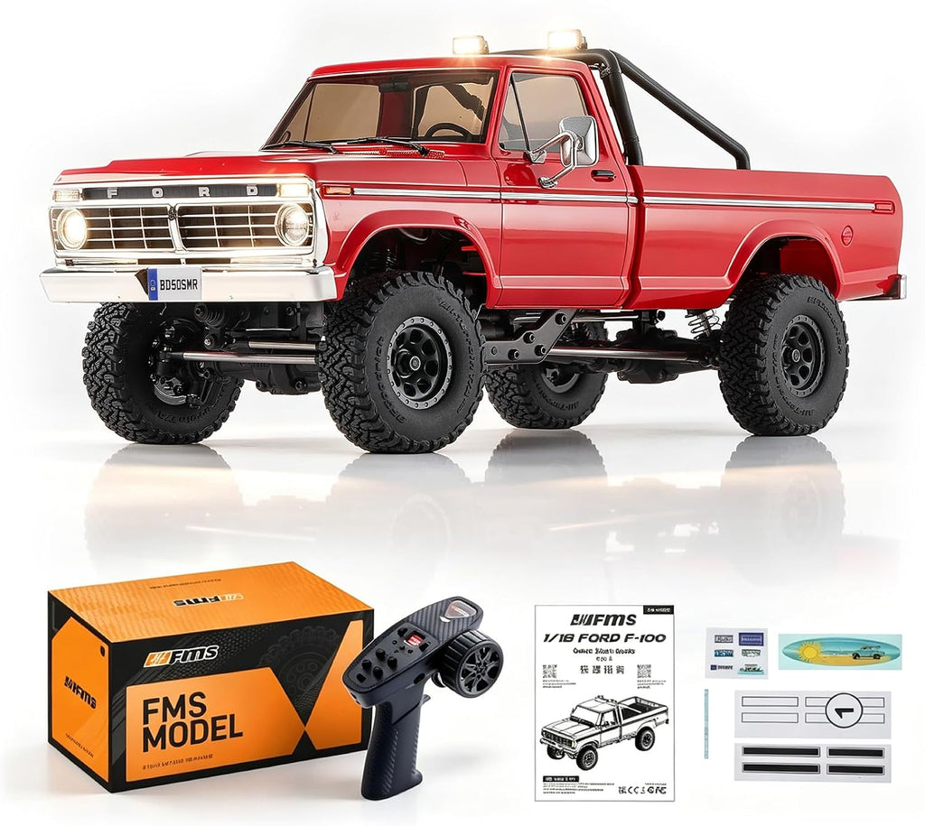 FMS 1/18 FCX18 II Ford F100 RC Rock Crawler, camiones todoterreno 4X4 para