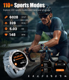 LIGE Relojes Inteligentes con Batería de 900mAh, Pantalla AMOLED de 1.73" para Hombres con Llamada Bluetooth, Más de 110 Modos Deportivos, Reloj Táctico de Fitness/Monitor de Ritmo Cardíaco, Sueño y