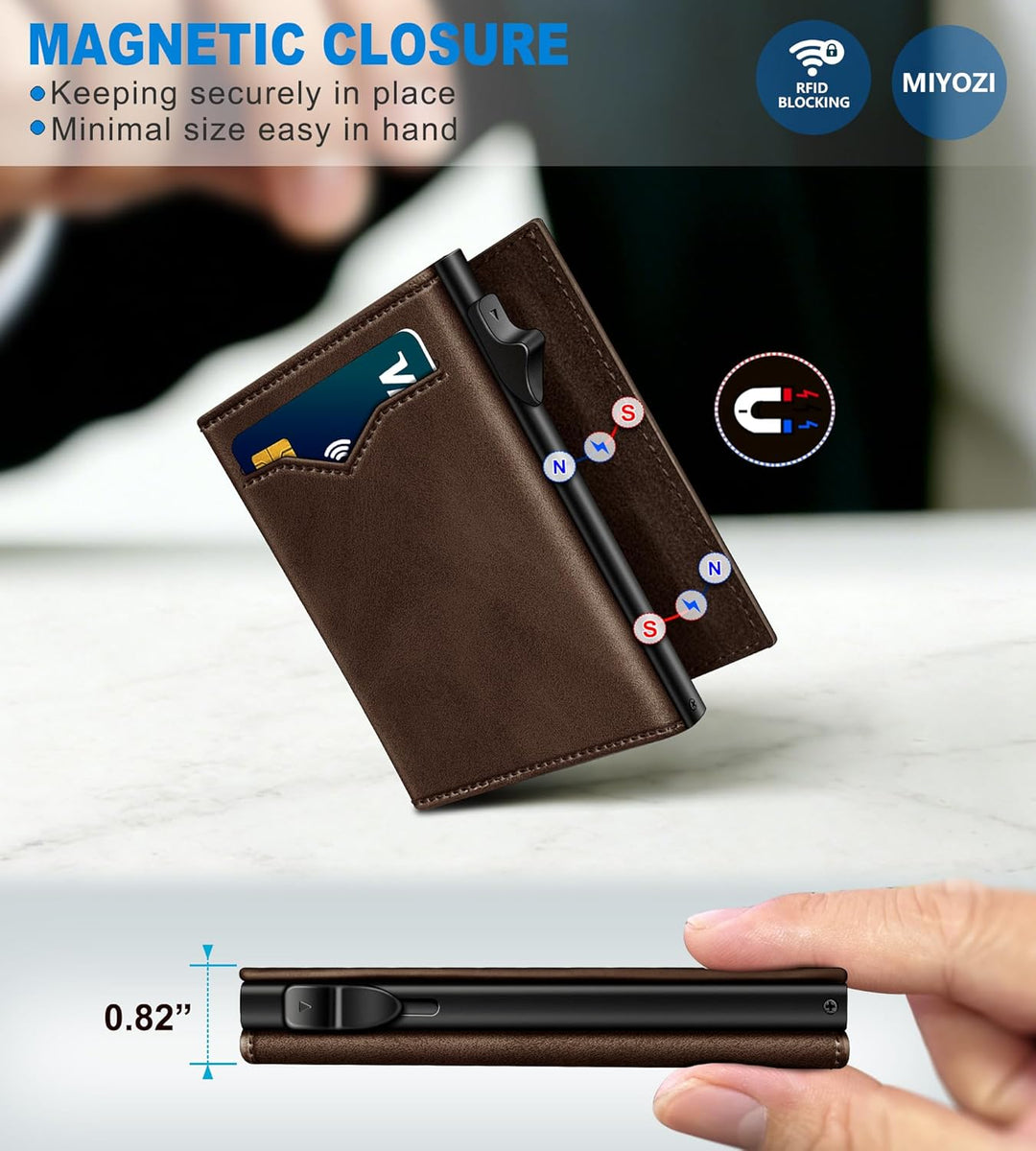 Miyozi Cartera para hombre, con bolsillo para billetes, 2 ventanas...