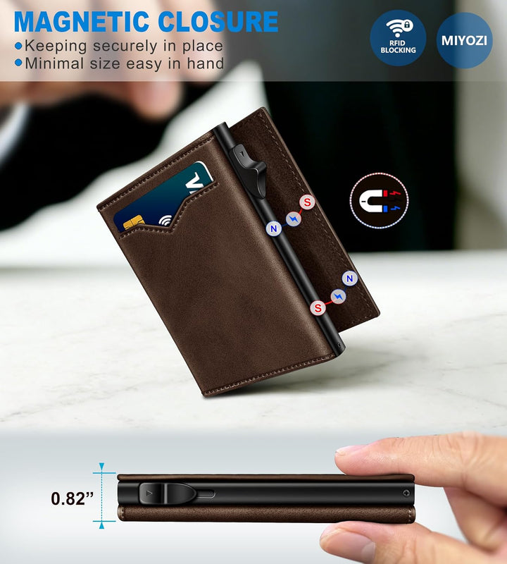 Miyozi Cartera para hombre, con bolsillo para billetes, 2 ventanas...