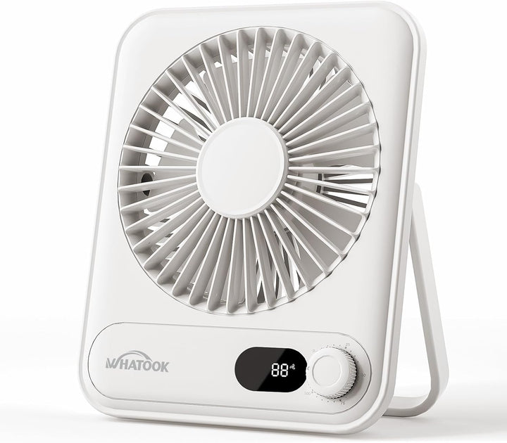 WHATOOK Ventilador personal de escritorio pequeño: 5000 mAh 25 hora...