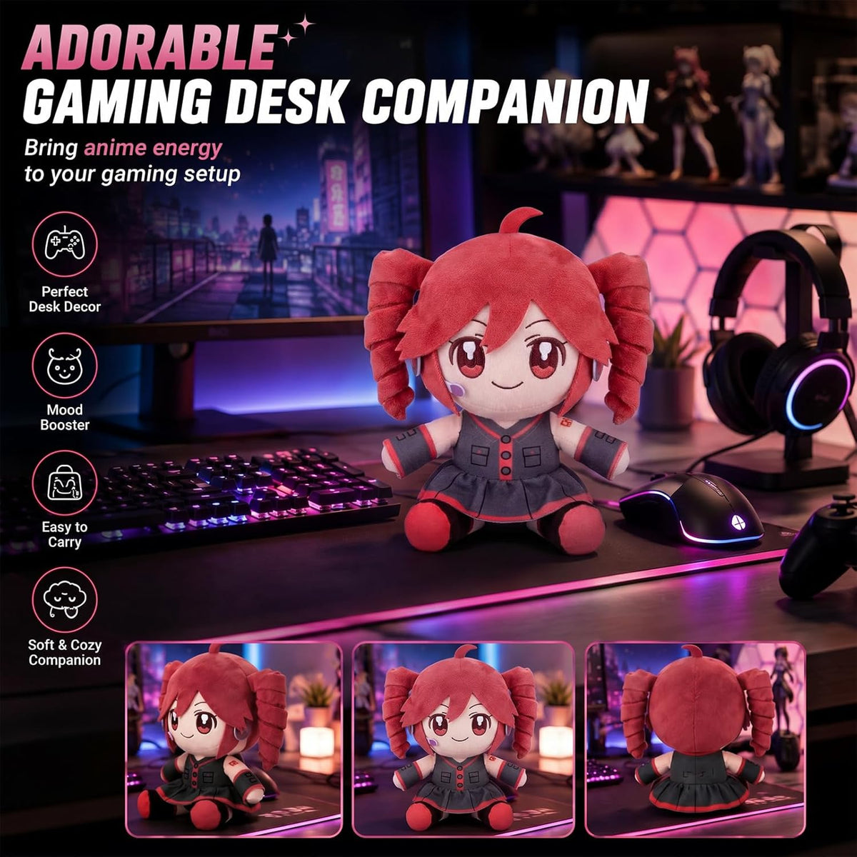 Peluche coleccionable de Pink Drill Twin Tail Girl de 8.7