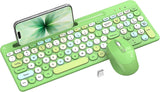 Colorido combo de teclado y mouse inalámbricos, teclas redondas, te...