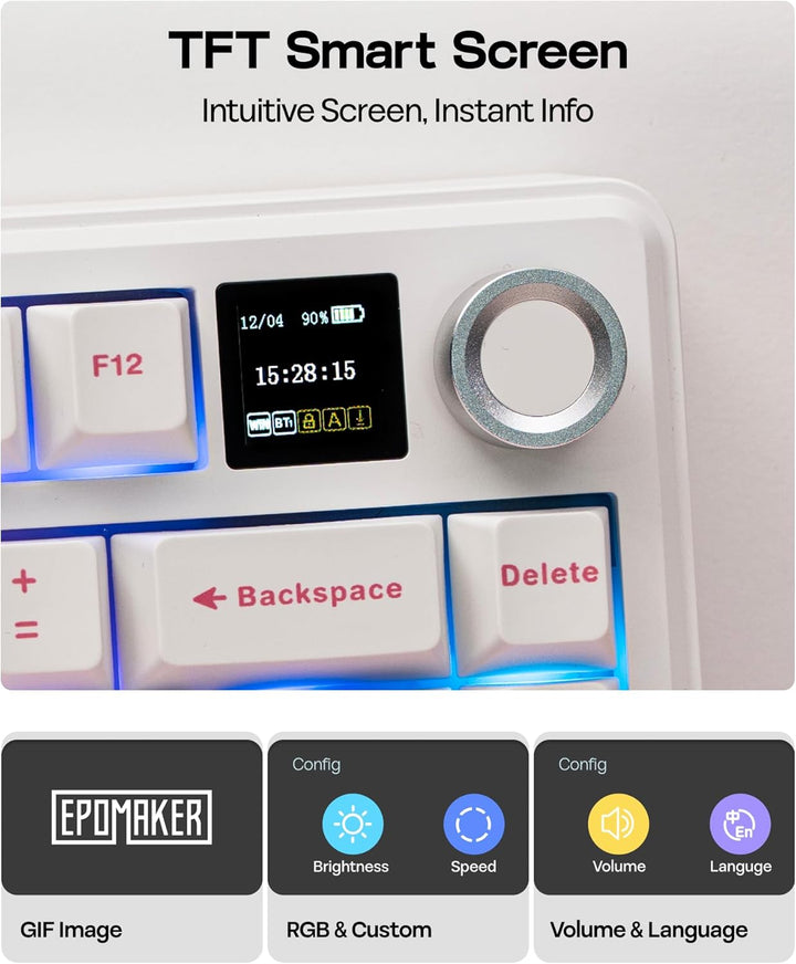 EPOMAKER X Aula F75 MAX Teclado mecánico inalámbrico con pantalla T...