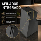 LINHAO Juego de bloques de cuchillos de cocina negros de 14 piezas con