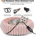 Camas calefactables para gatos de interior y perros pequeños, cama térmica de 20 pulgadas para mascotas con temporizador y temperatura ajustable, cama eléctrica extraíble e impermeable para