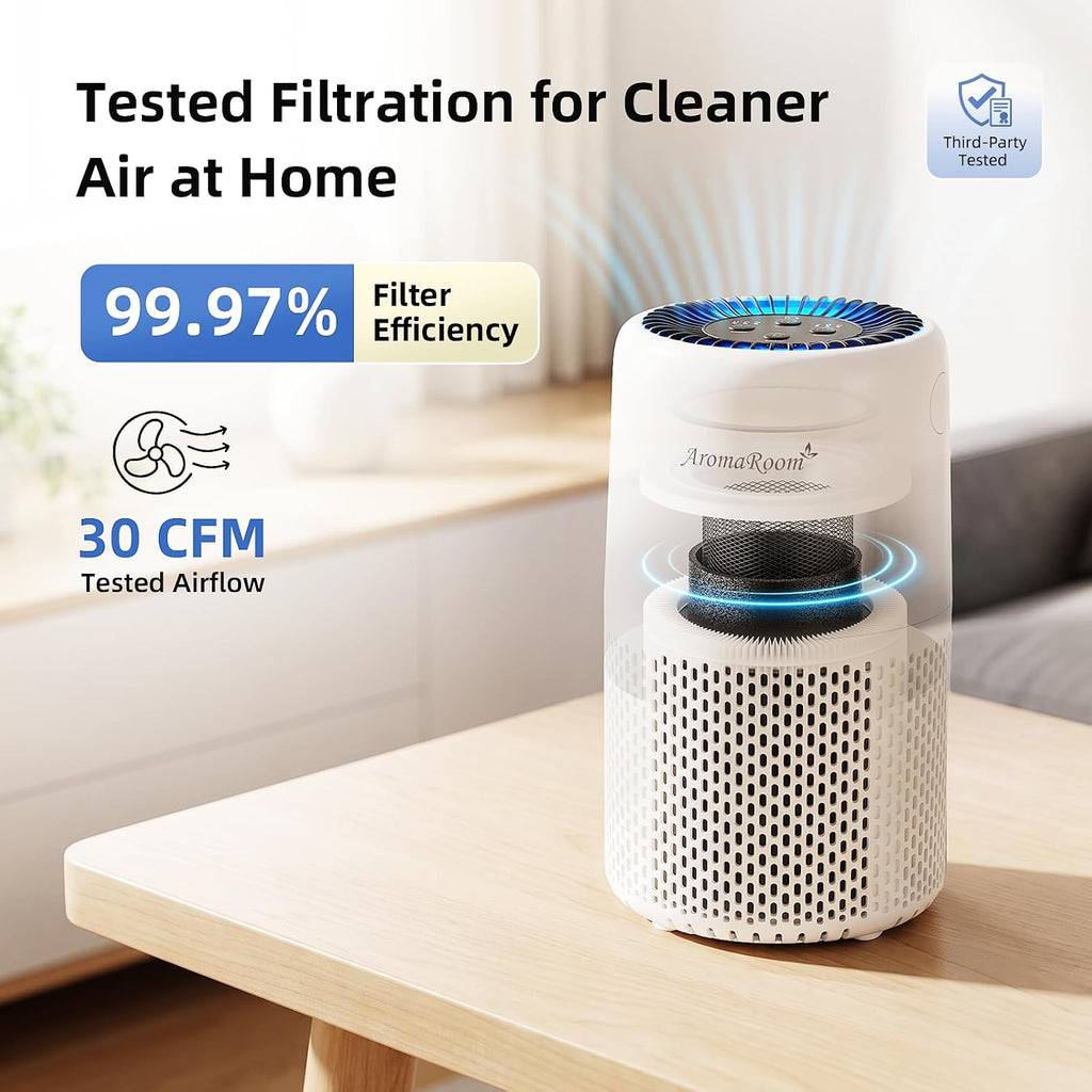 Purificador de aire HEPA verdadero AromaRoom para dormitorio, habitación de