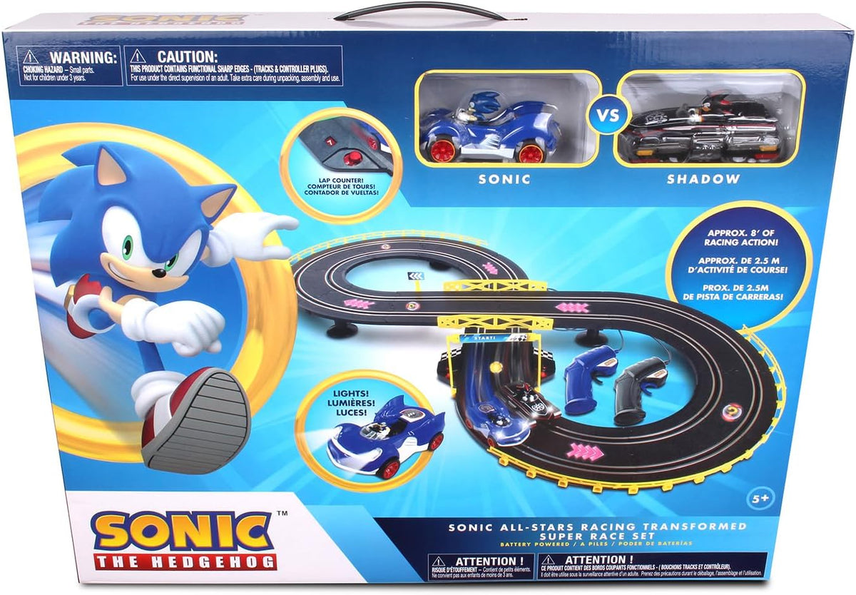 NKOK Sonic & Shadow Juego de Pista de Carreras con 8 Carriles y Contador de Vueltas