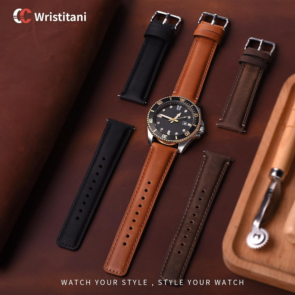 Paquete de 3 correas de reloj de cuero genuino de 0.709/0.748