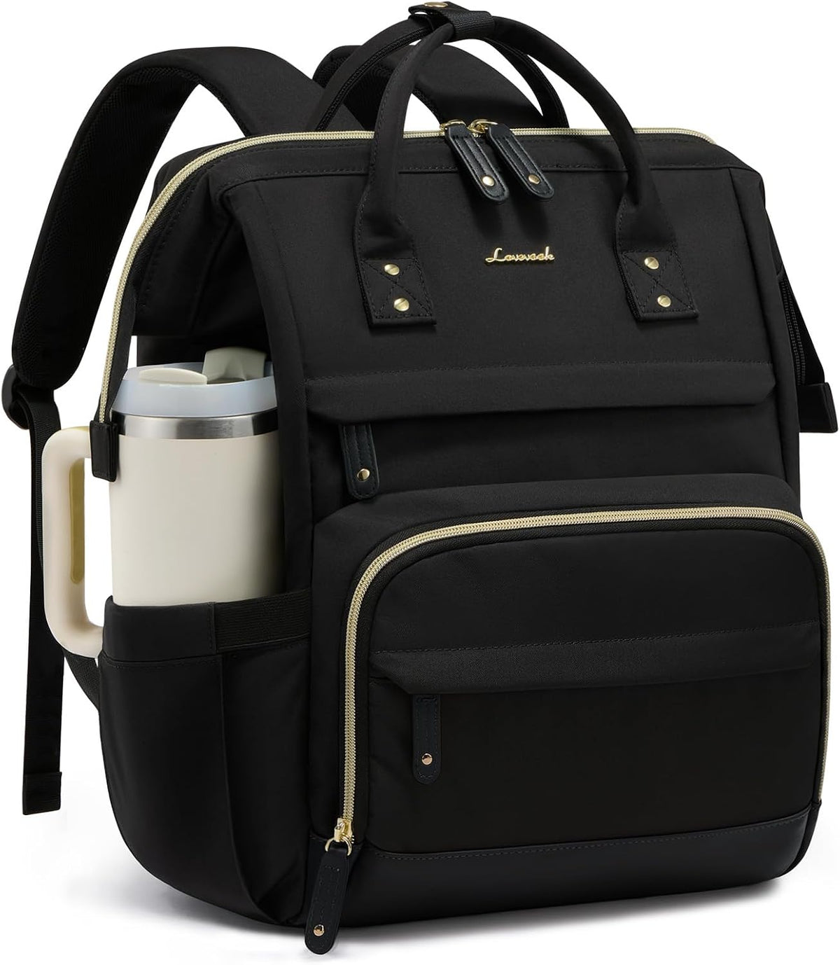 Mochila para laptop LOVEVOOK para mujer, Negro, 15,6 pulg., Tradicional