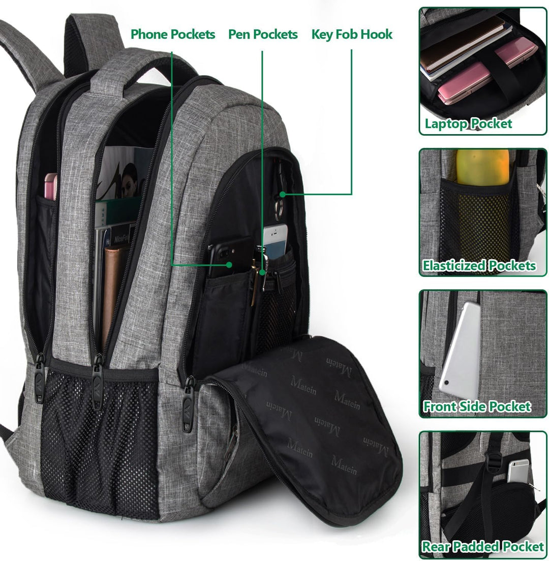 MATEIN - Mochila de viaje para laptop, mochila empresarial antirrob...
