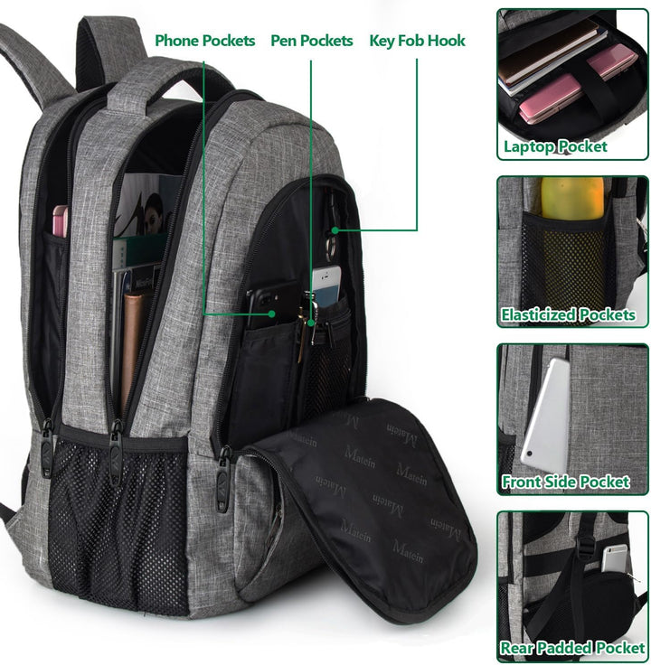 MATEIN - Mochila de viaje para laptop, mochila empresarial antirrob...