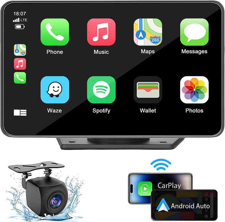 Capapro Pantalla táctil inalámbrica Carplay de 7 pulgadas