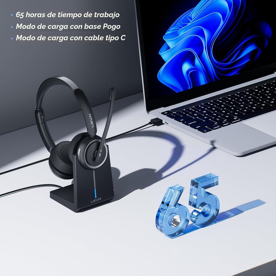 Auriculares inalámbricos con micrófono para el trabajo, auriculares...