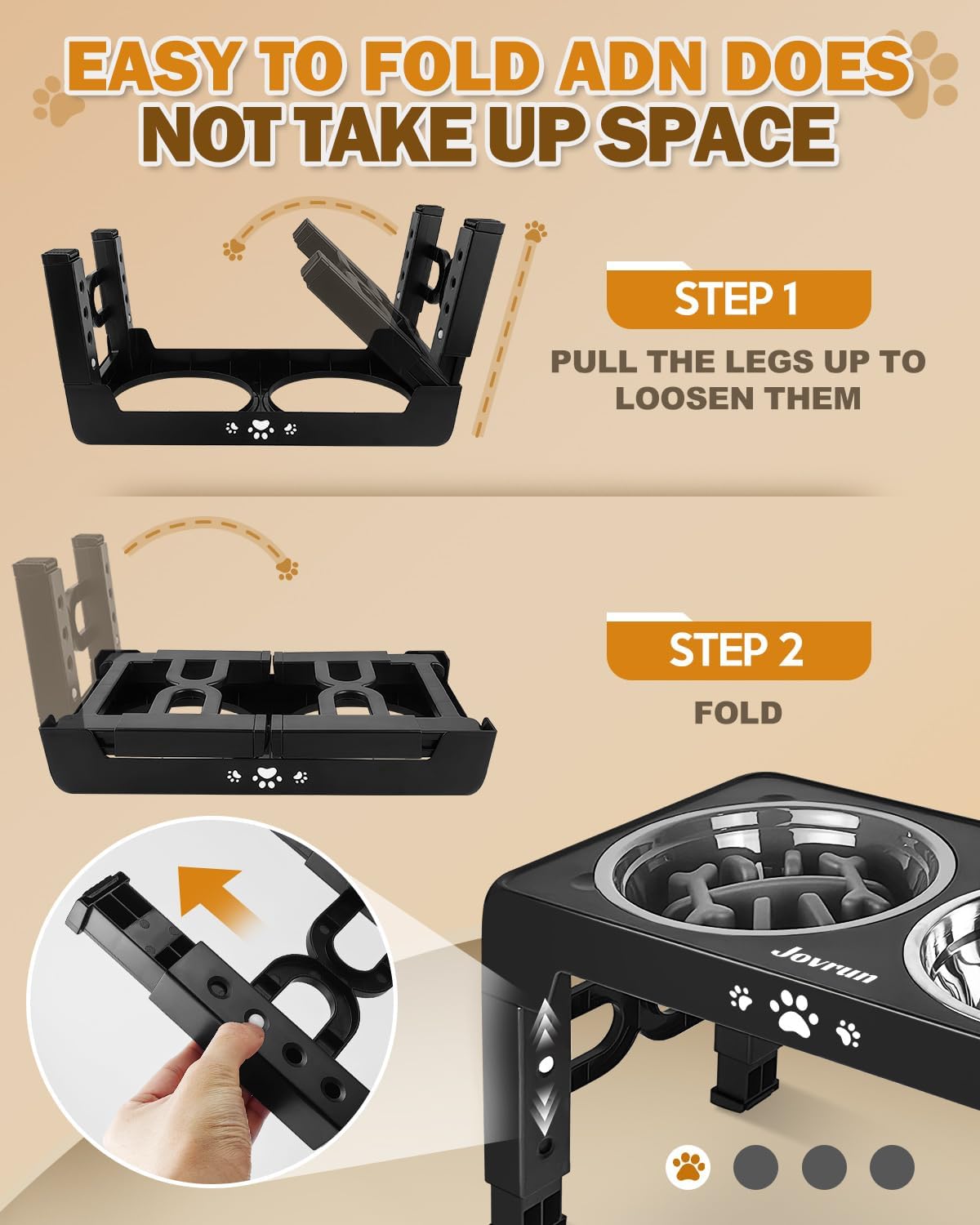 Cuencos elevados para perros medianos y grandes, comedero antideslizante para perros con 1 plato de acero inoxidable y 1 cuenco de alimentación lenta, cuencos elevados ajustables de 5 alturas a 3.15 pulgadas -8.66 pulgadas -9.84 pulgadas -11.02 pulgadas