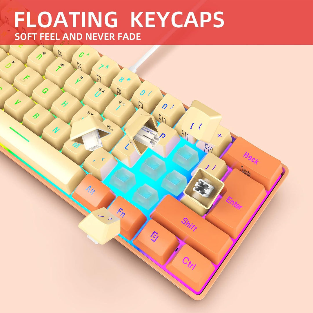 Snpurdiri - Teclado para videojuegos 60% con cable, retroiluminado...