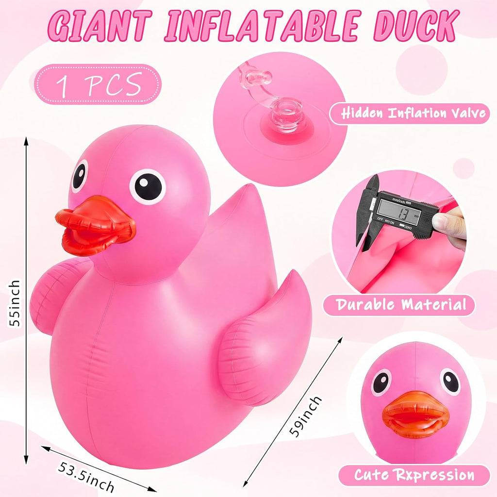 Hungdao Pato inflable gigante de 5 pies, enorme pato de goma, flotador inflable de piscina para adultos, verano, playa, piscina, decoración de fiesta