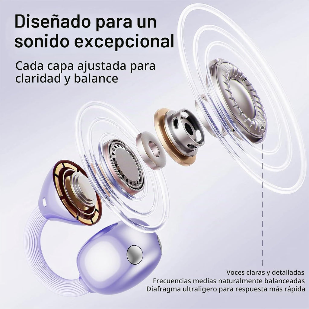 2026 Gran regalo con clip en auriculares con diseño de corazón y aretes de mariposa desmontables, auriculares inalámbricos Bluetooth 6.0 para mujer, IPX6 impermeable, tiempo de reproducción de