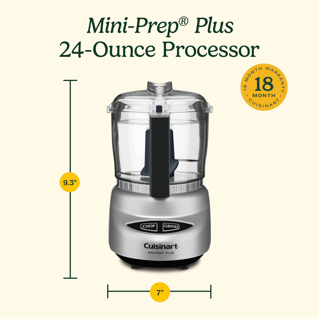 Cuisinart Mini-Prep Plus - Procesador de alimentos, mini procesador de alimentos de 3 tazas para picar hierbas, verduras y queso duro, tazón de trabajo de 3 tazas, hoja reversible de acero inoxidable