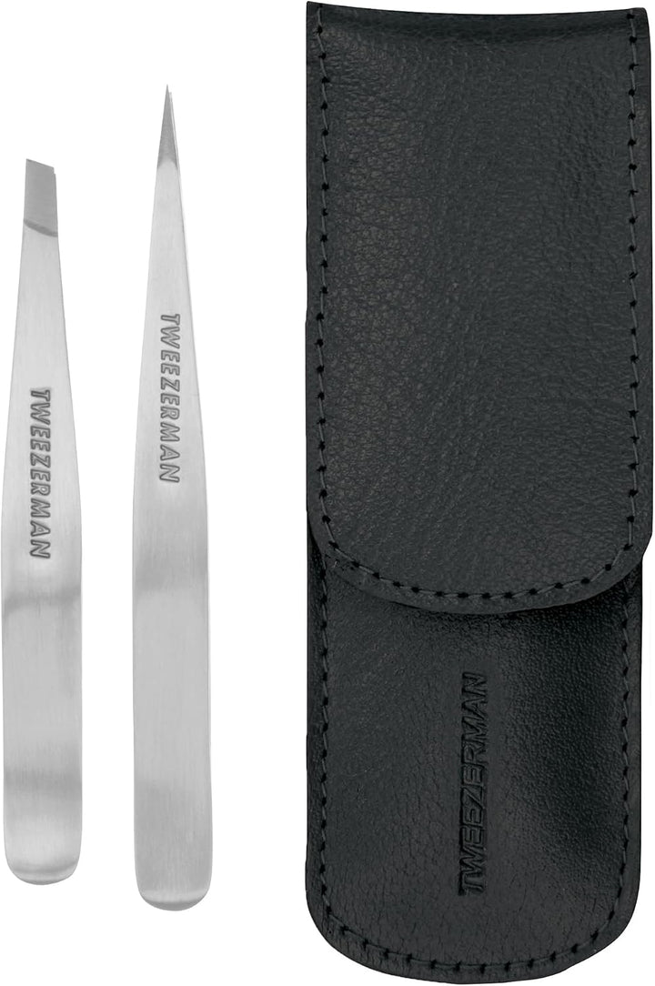 Tweezerman Juego de pinzas pequeñas con estuche de viaje, pinzas de...