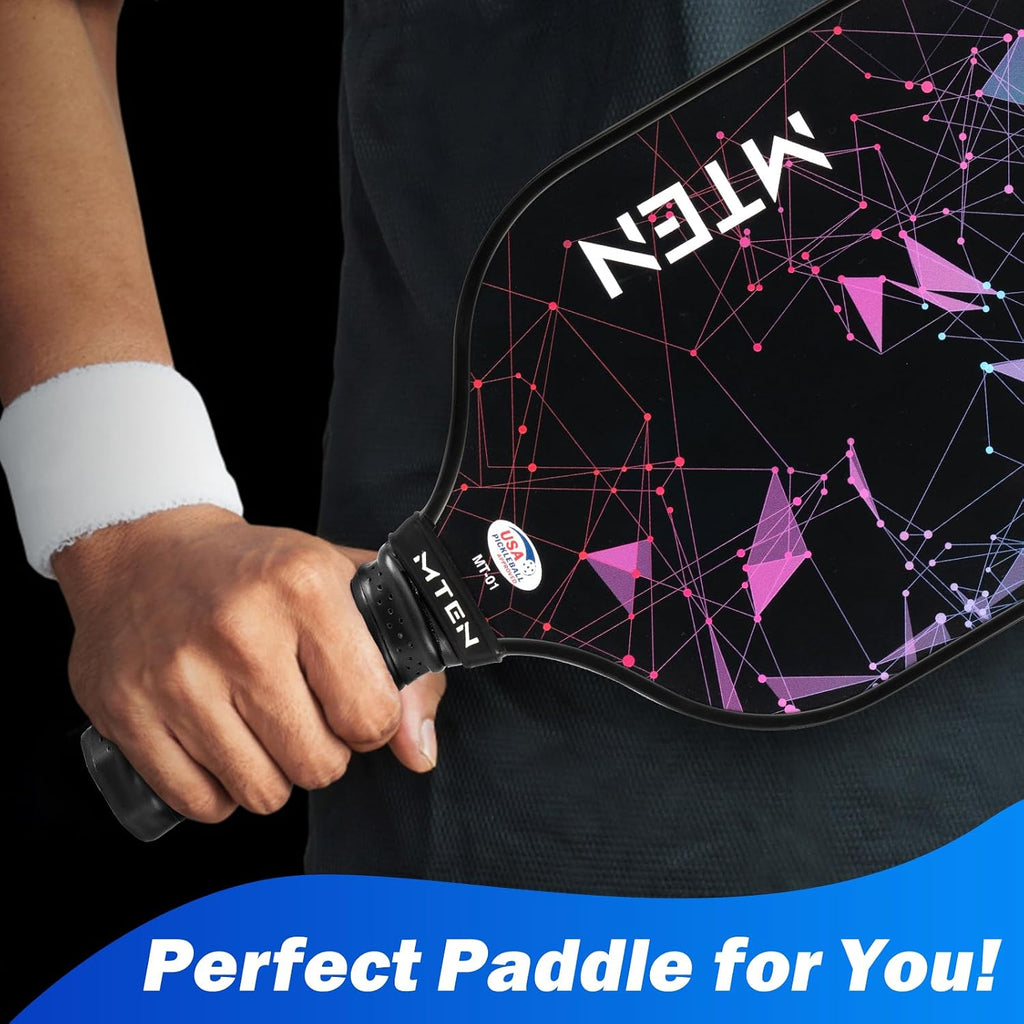 MTEN Palas de Pickleball Set de 2/4/1 Aprobadas USAPA; Raquetas de Fibra de Vidrio