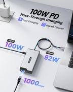 Docking Station USB C Hub Multiport adaptador Triple Display