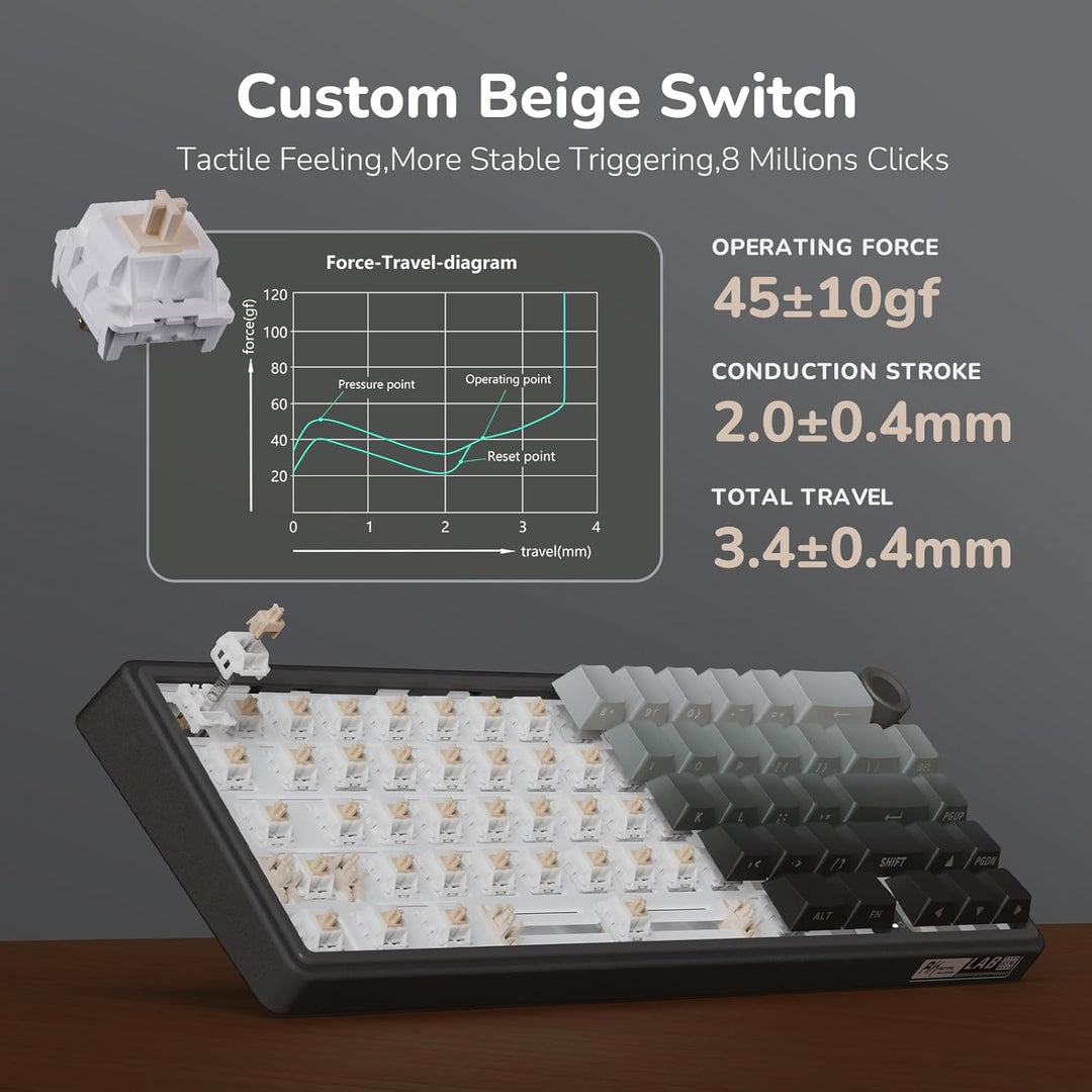 RK ROYAL KLUDGE R65 Teclado para juegos con cable con perilla de vo...