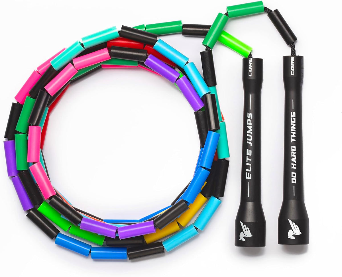 Elite Jumps - Cuerda de cuentas de 1 pulgada, 10 pies, ajustable, asas de 5"