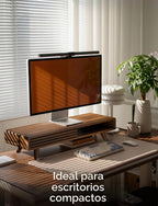 Soporte Elevador para Monitor de Madera de 24" con Puerta Deslizante y Gestión de Cables