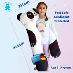 Almohada para cuerpo de niños con forma de panda - Almohada larga de felpa suave de 47" en forma de U, almohada de animales para niños, para dormir, leer, comodidad para TDAH y necesidades