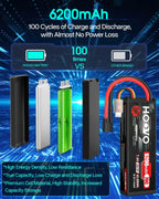 HOOVO 7.4V 70C 6200mAh 2S Lipo Batería Estuche Duro con Enchufe Tracxas (2