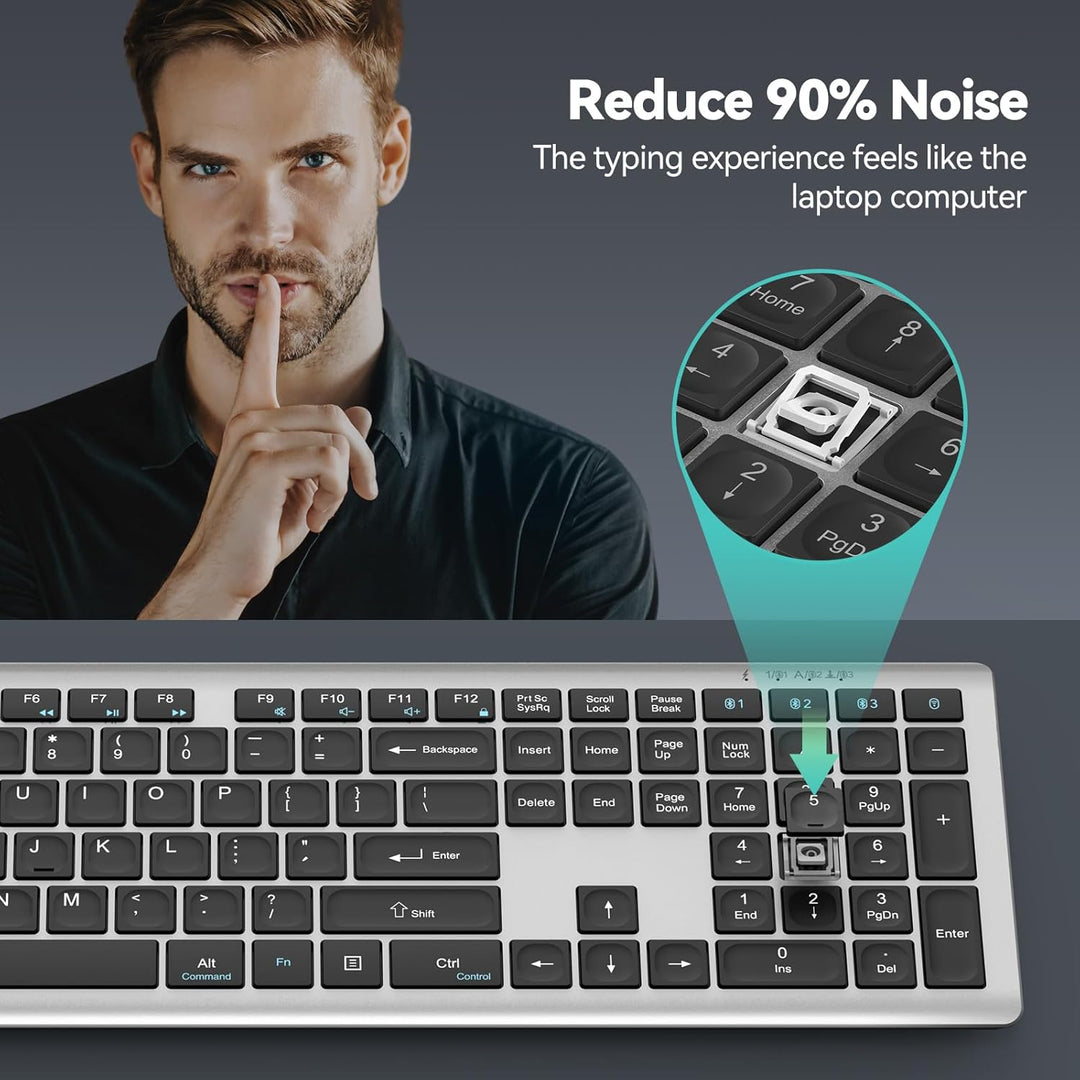 Teclado Bluetooth recargable TECKNET, cambio gratuito entre 4 dispo...