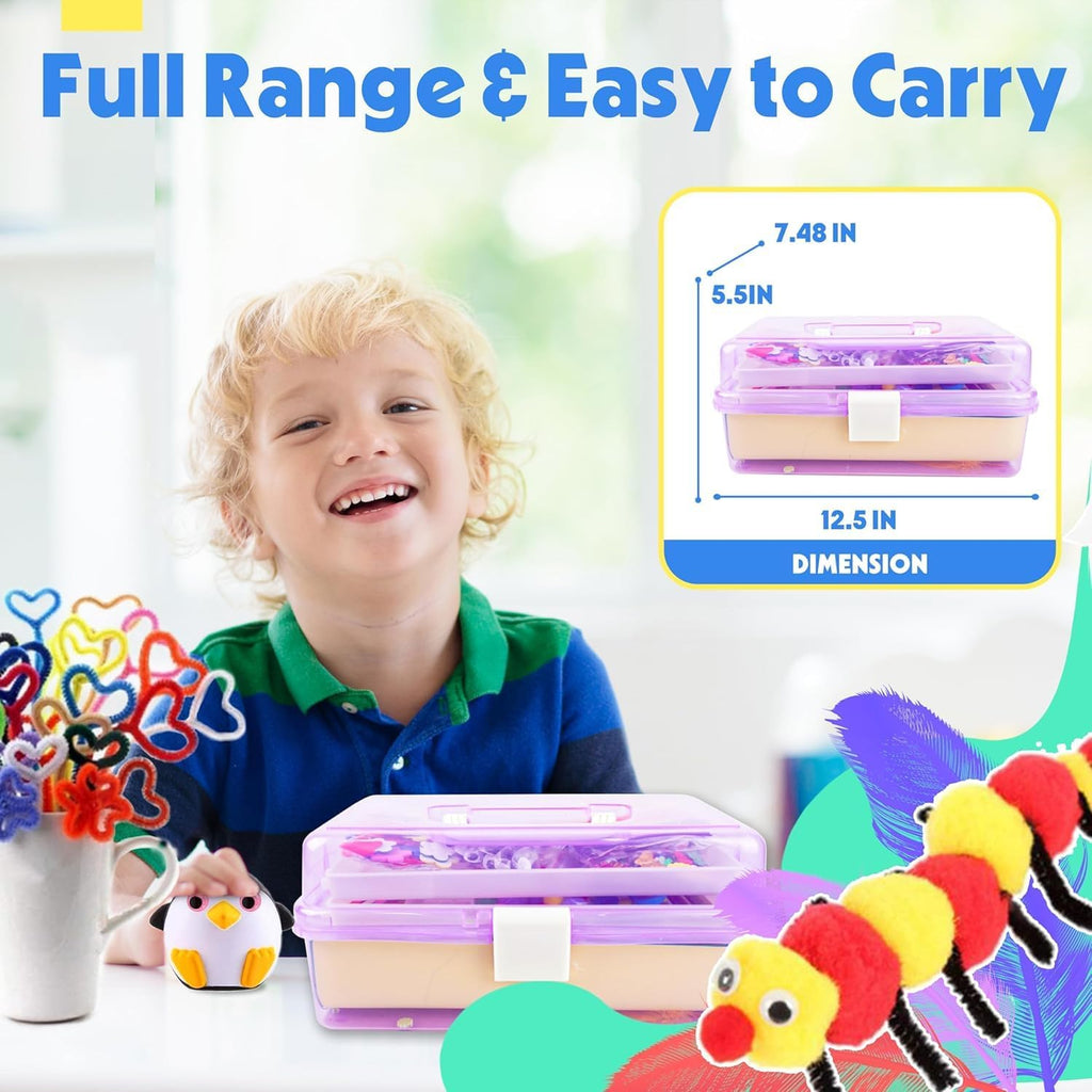 SMILESSKIDDO Artes y manualidades para niños, más de 1000 piezas de kits de manualidades con caja de almacenamiento