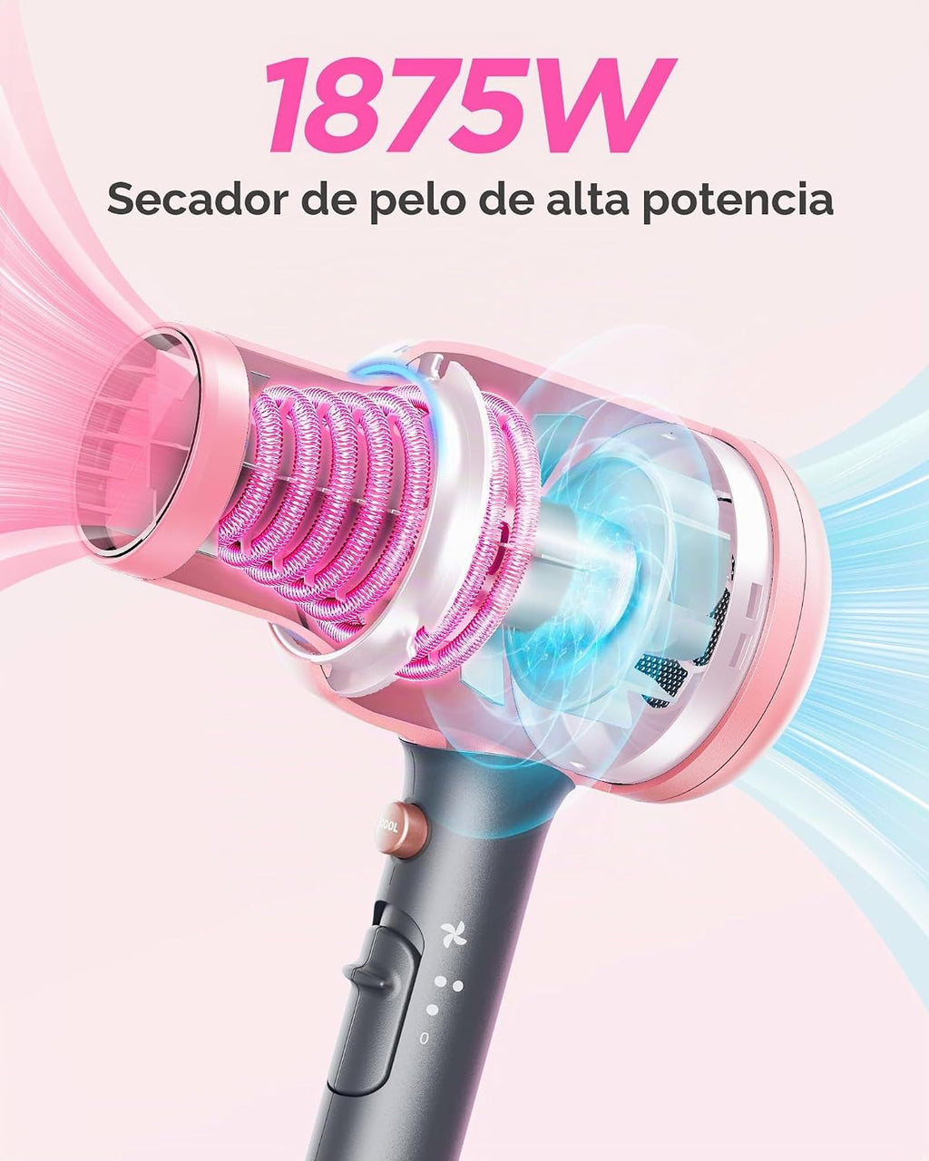 Wavytalk 3/10" lápiz plancha plana oro rosa y soplado secador de pelo ónico oro rosa