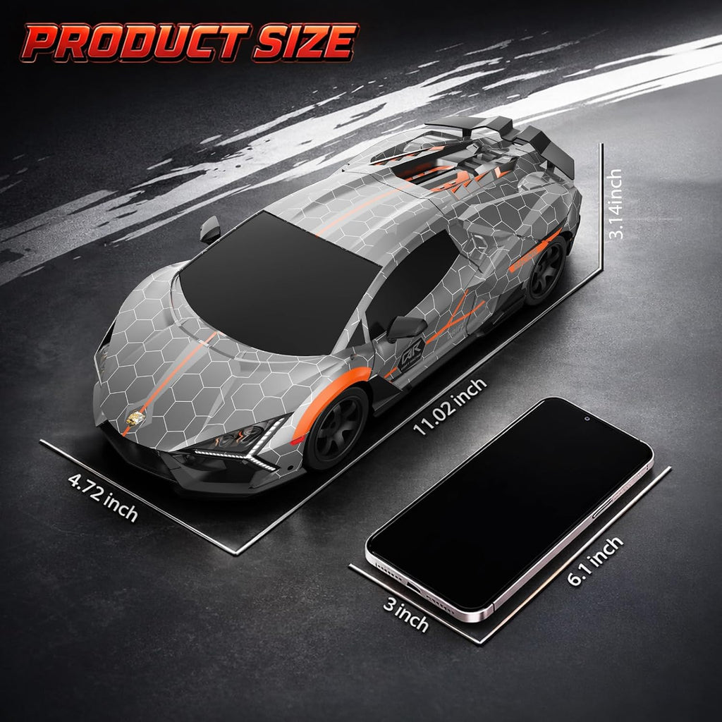 Coche de deriva a control remoto 1:16, 2.4 GHz, autos de control remoto de alta velocidad, 4WD, autos deportivos de carreras con luces LED, aerosol, neumáticos a la deriva, 2 baterías para niños, niñas, adultos, cumpleaños, Navidad
