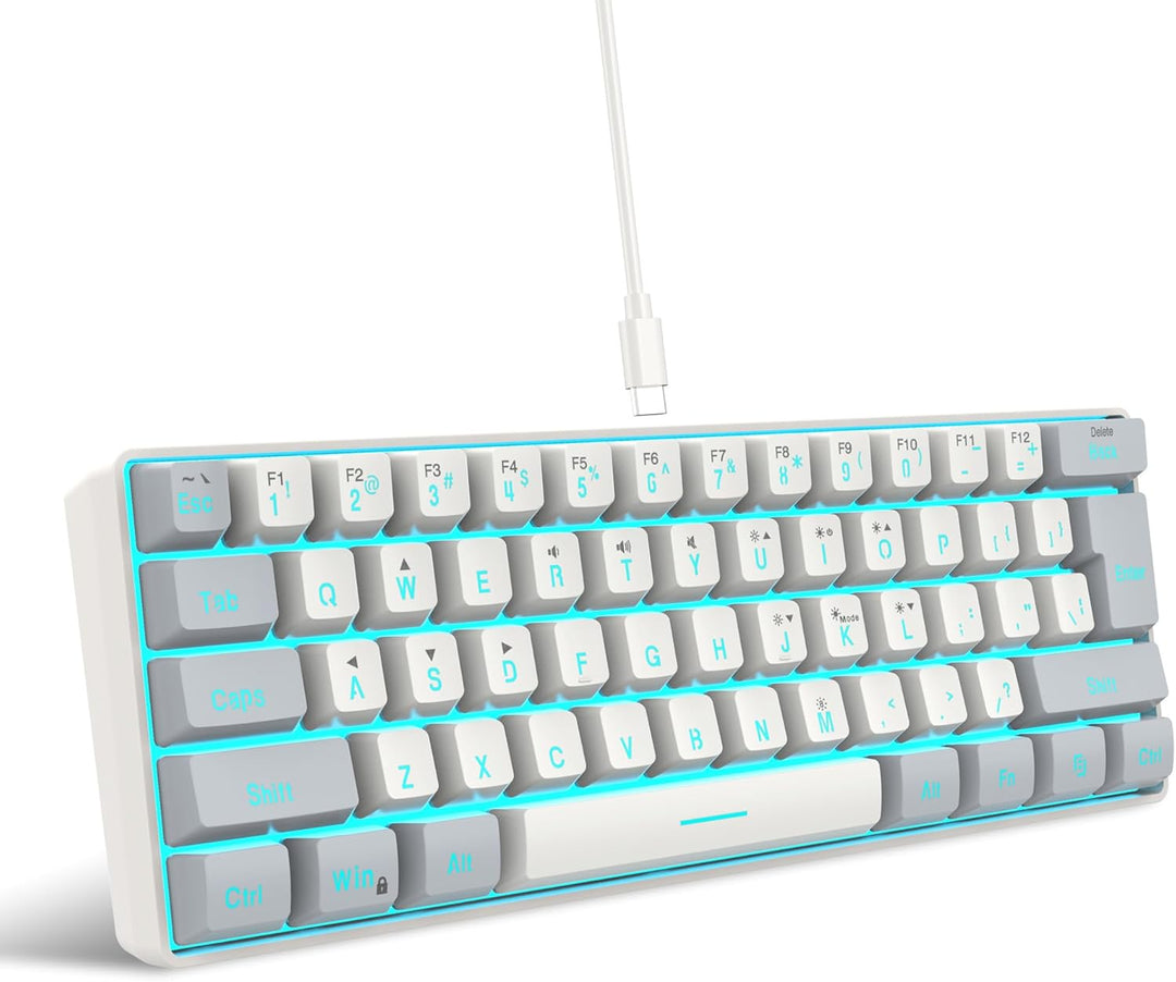 Snpurdiri - Teclado para videojuegos 60% con cable, pequeño, retroi...