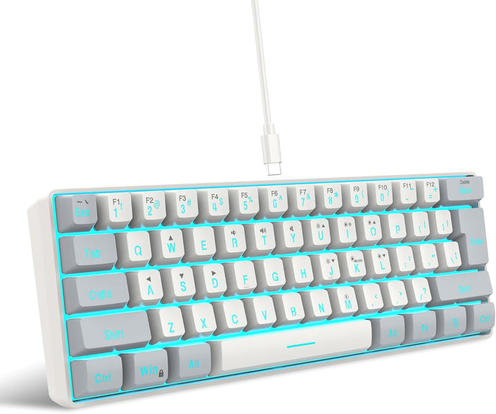 Snpurdiri - Teclado para videojuegos 60% con cable, pequeño, retroi...