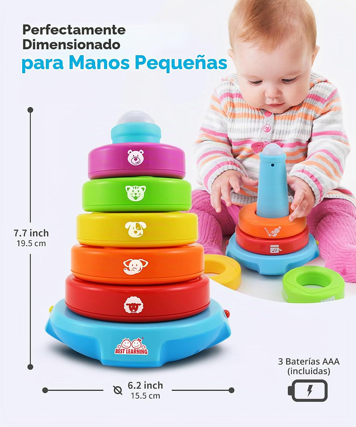 Best Learning Stack & Learn - Anillos apilables musicales de juguete para