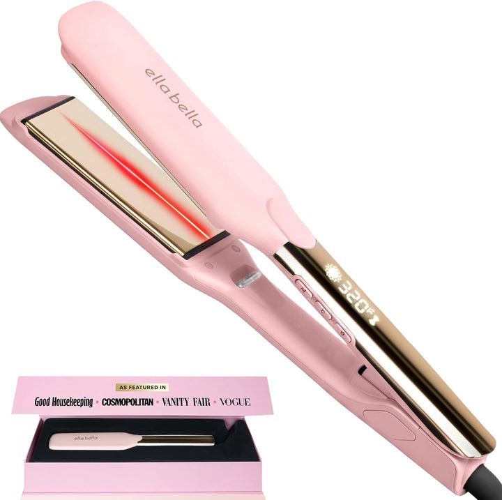 ELLA BELLA® Plancha plana de titanio para alisar el cabello (con in...