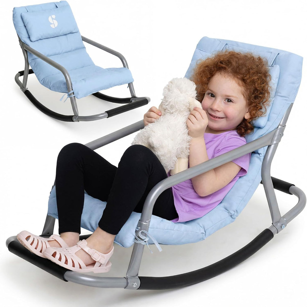 Special Supplies Mecedora sensorial para niños, cómoda mecedora para niños, silla de suelo versátil con tela suave y estabilidad para sala de juegos, dormitorio o guardería (a partir de 3 años) (azul)
