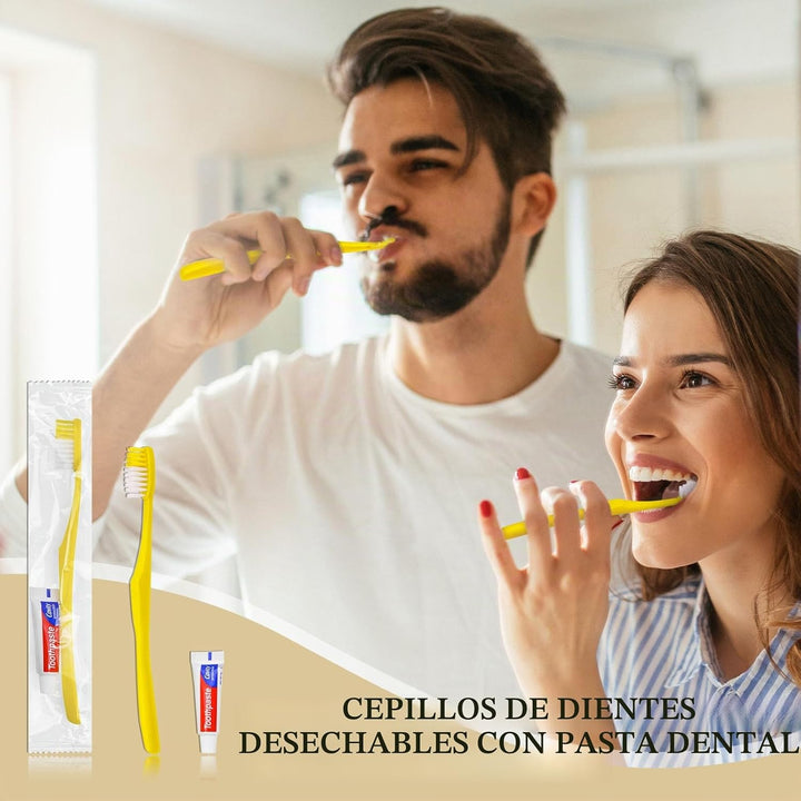 Xuezoioy Cepillos de dientes desechables con pasta de dientes, paqu...