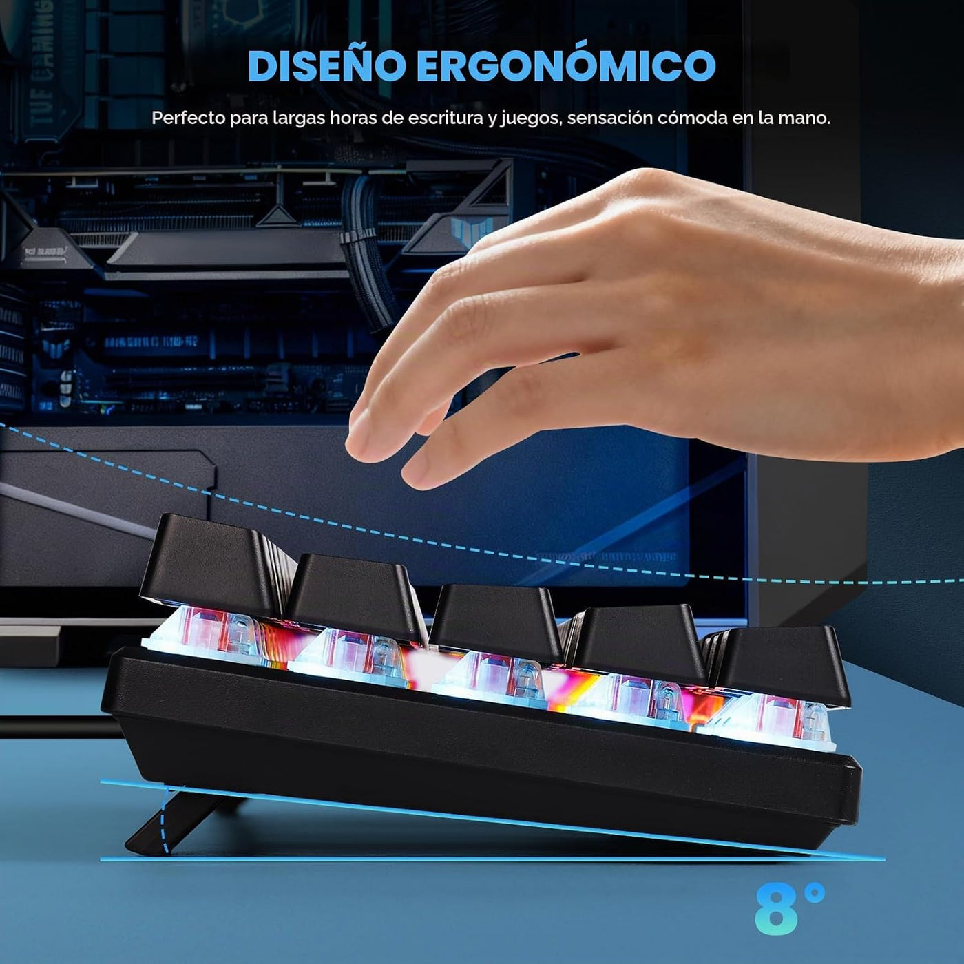 Gaozen Teclado mecánico 60% con cable para juegos, retroiluminado R...