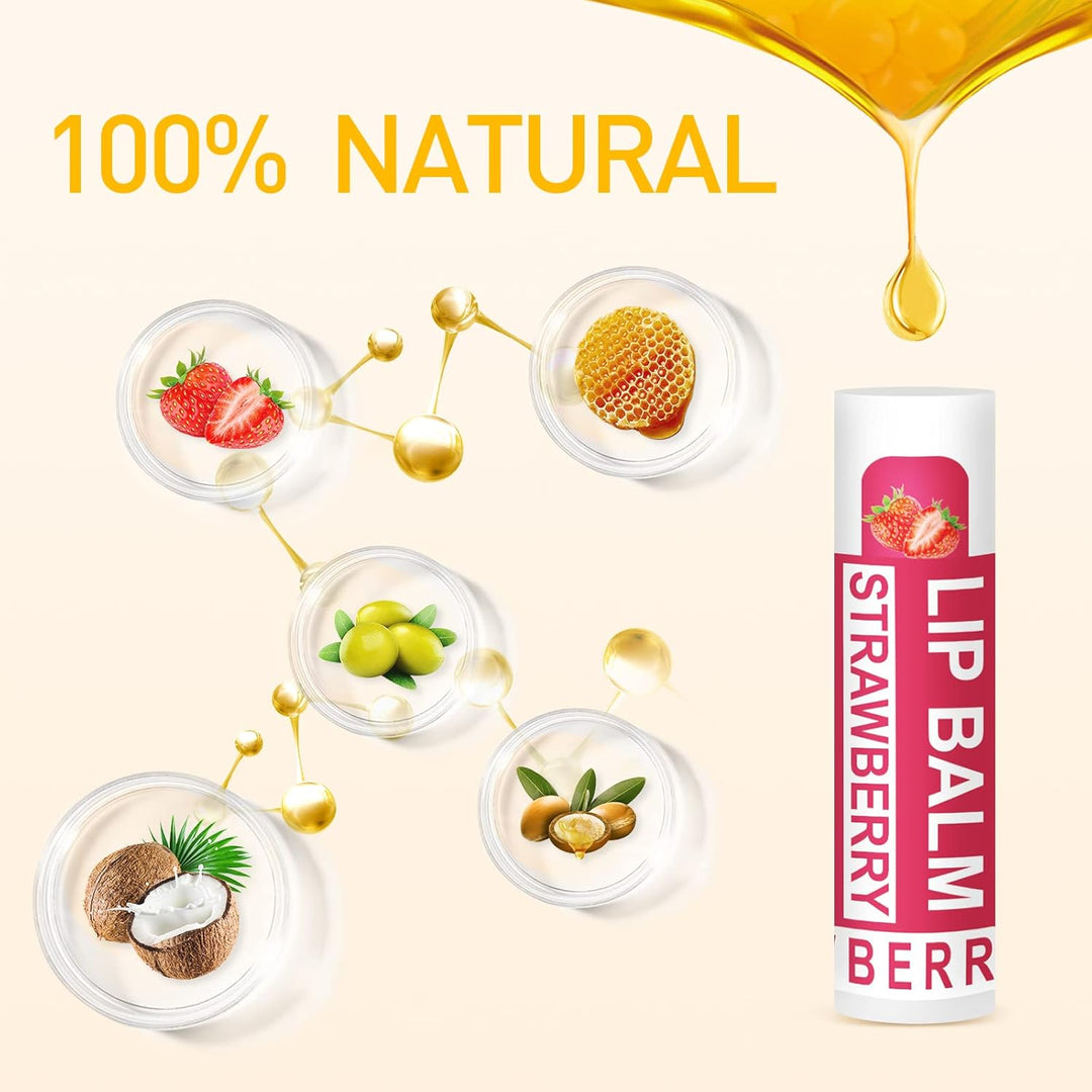 DMSKY Paquete de 12 bálsamos labiales, bálsamo labial natural a gra...