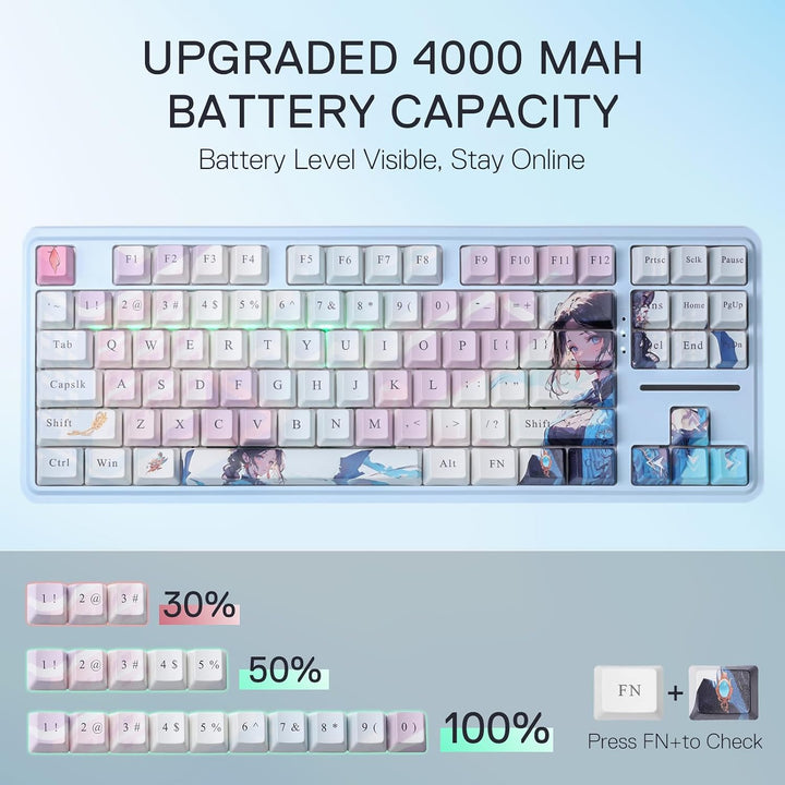Teclado Gaming RGB Inalámbrico Redragon K728 PRO SE 80% 87 Teclas c...