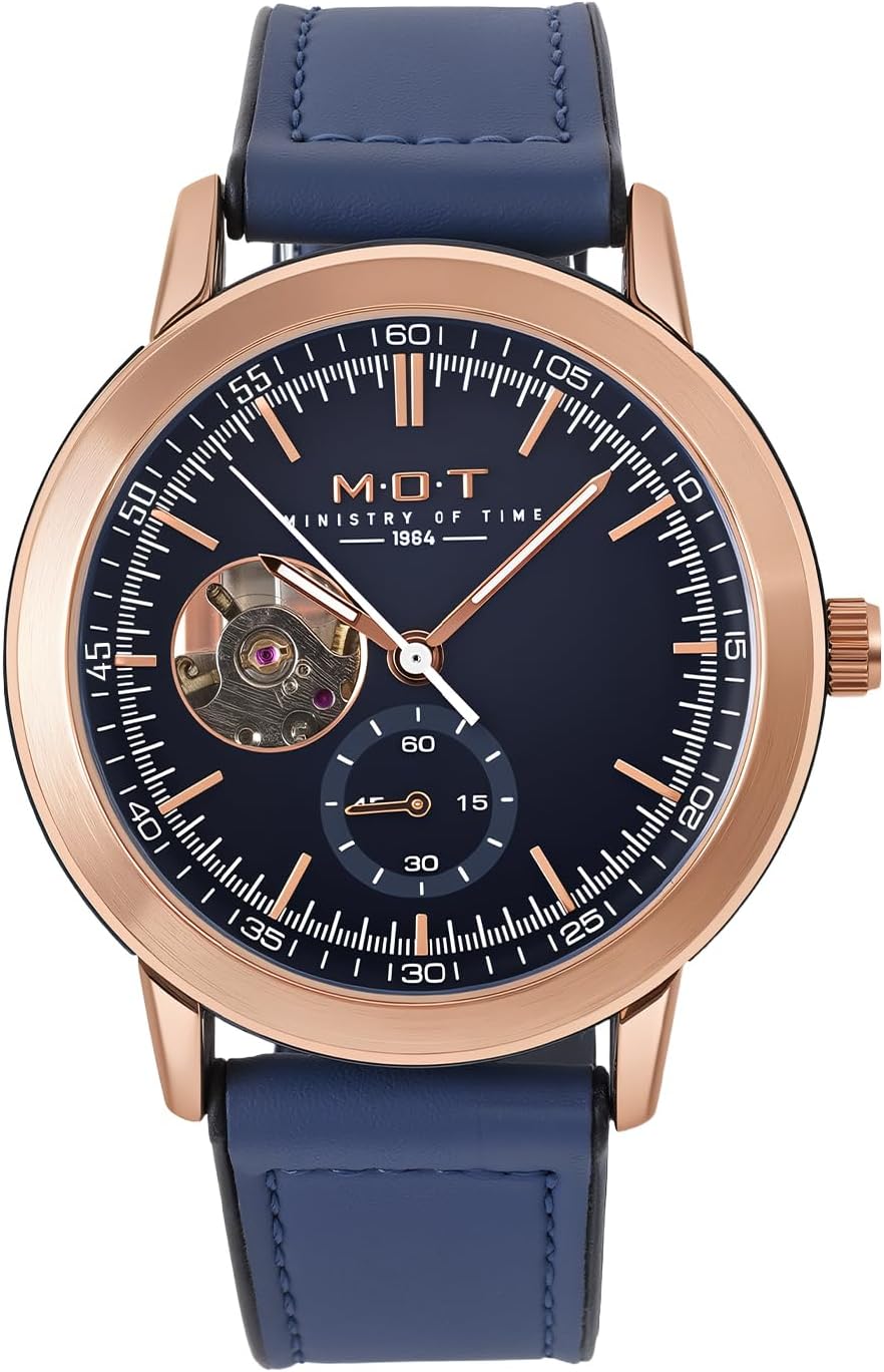 M.O.T Reloj automático de selección, 1.535 in, unisex, esfera de corazón abierto, movimiento automático, fondo de caja inoxidable, resistente al agua 3ATM, Ministry of Time