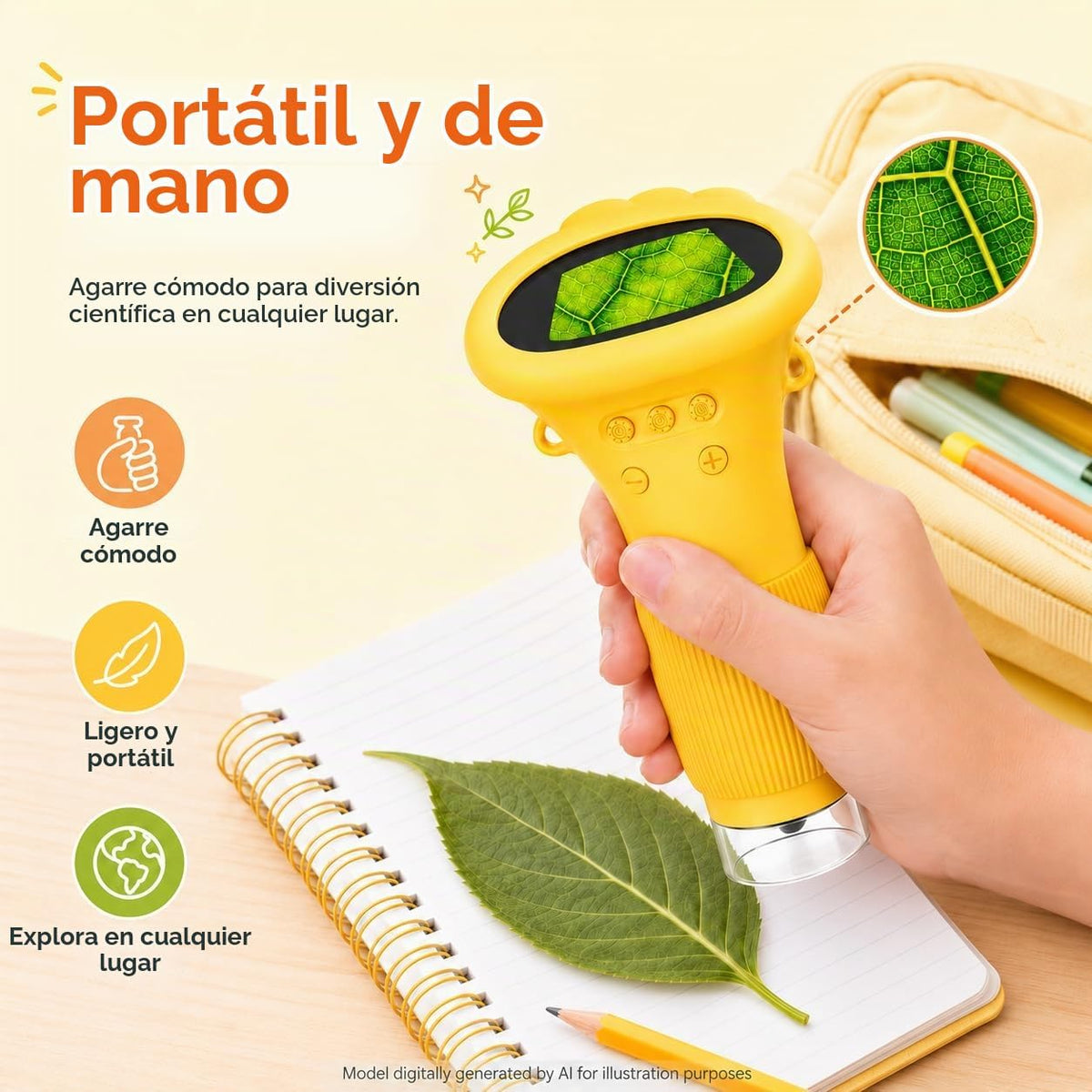 Microscopio 1000X para niños, pantalla de 2 pulgadas, microscopio Wonder Quest, microscopio digital de mano, lupa educativa, regalos de cumpleaños de Navidad para edades de 3, 4, 5, 6, 7, 8, 9, 10