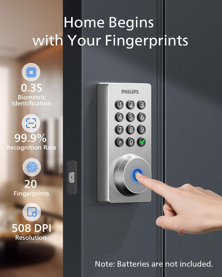 Philips Cerradura de puerta Wi-Fi, cerradura inteligente WiFi, cerr...