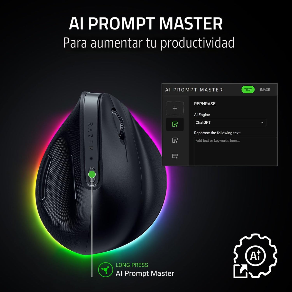 Ratón Inalámbrico Vertical Razer Pro Click V2: Diseño Ergonómico de...