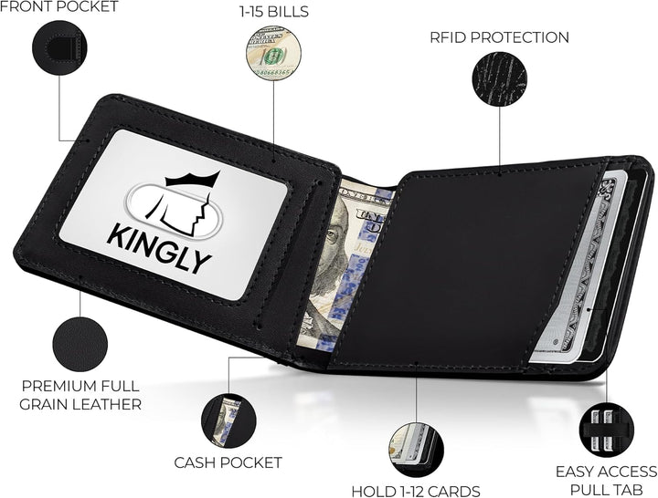 Billetera de bolsillo con efectivo Kingly para hombres | Billetera...