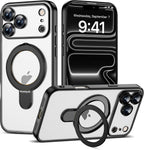 Funda transparente chapada para iPhone 17 Pro Max con soporte de